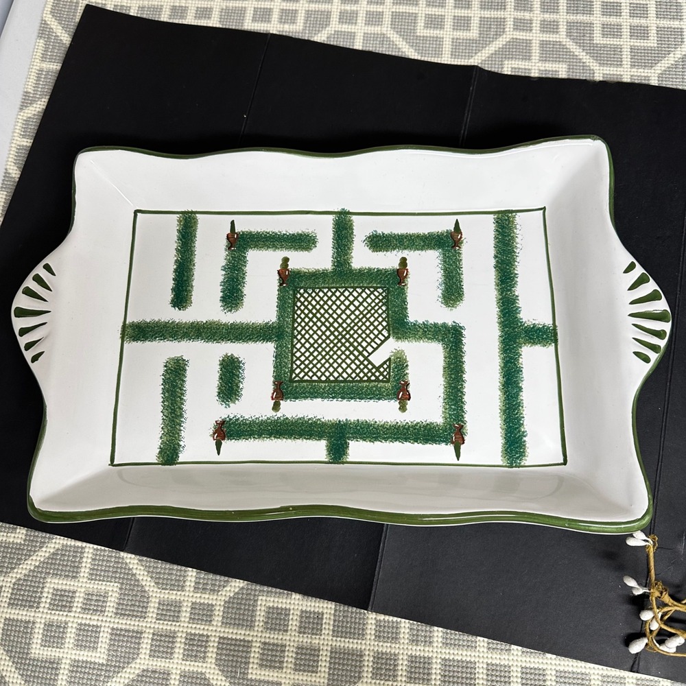 Deruta of Italy Vintage 1993 Alabaster Giardino Topiary Appetizer Serving Tray